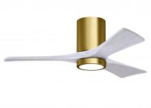 Matthews Fan Company IR3HLK-BRBR-MWH-42 - Irene-3HLK - 42" Three Blade Flush Mount Paddle Fan - 5CCT Integrated LED - Brushed Brass Finish