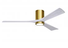 Matthews Fan Company IR3HLK-BRBR-MWH-60 - Irene-3HLK - 60" Three Blade Flush Mount Paddle Fan - 5CCT Integrated LED - Brushed Brass Finish