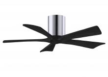Matthews Fan Company IR5H-CR-BK-42 - Irene-5H - 42" Five Blade Flush Mount Paddle Fan - Polished Chrome Finish - Matte Black Blades