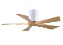Matthews Fan Company IR5H-WH-LM-42 - Irene-5H - 42" Five Blade Flush Mount Paddle Fan - Gloss White Finish - Light Maple Tone Blades