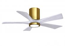 Matthews Fan Company IR5HLK-BRBR-MWH-42 - Irene-5HLK-42" Five Blade Flush Mount Paddle Fan-5CCT Integrated LED-Brushed Brass Finish