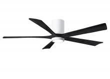 Matthews Fan Company IR5HLK-WH-BK-60 - Irene-5HLK - 60" Five Blade Flush Mount Paddle Fan - 5CCT Integrated LED - Gloss White Finish