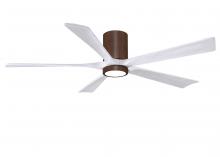 Matthews Fan Company IR5HLK-WN-MWH-60 - Irene-5HLK - 60" Five Blade Flush Mount Paddle Fan - 5CCT Integrated LED - Walnut Tone Finish