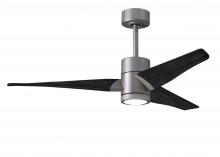 Matthews Fan Company SJ-BN-BK-52 - Super Janet - 52" Ceiling Fan - Integrated LED - Brushed Nickel Finish - Matte Black Blades