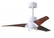Matthews Fan Company SJ-WH-WN-42 - Super Janet - 42" Ceiling Fan - Integrated LED - Gloss White Finish - Walnut Tone Blades