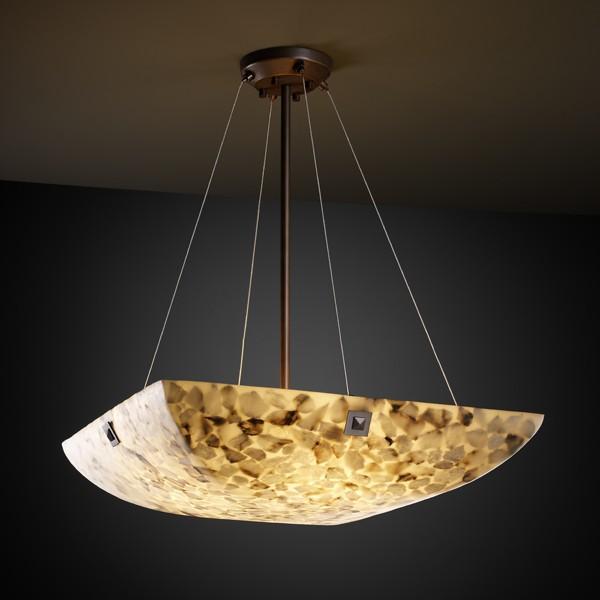 24" LED Pendant Bowl w/ PAIR SQUARE FINIALS