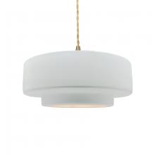 Justice Design Group CER-6543-WHT-BRSS-BEIG-TWST - Medium Tier 1-Light Pendant