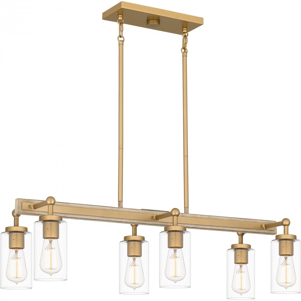 Kelleher 6-Light Nouveau Painted Weathered Brass Linear Chandelier