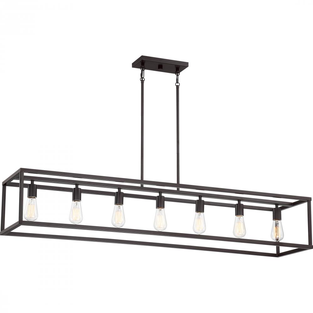 New Harbor 7-Light Western Bronze Linear Chandelier