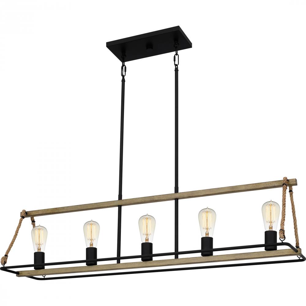 Oak Park 5-Light Matte Black Linear Chandelier
