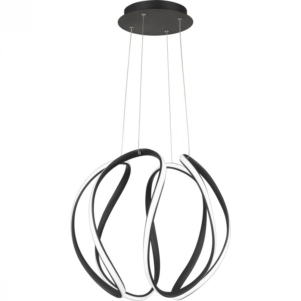 Waving Integrated LED Earth Black Pendant Light