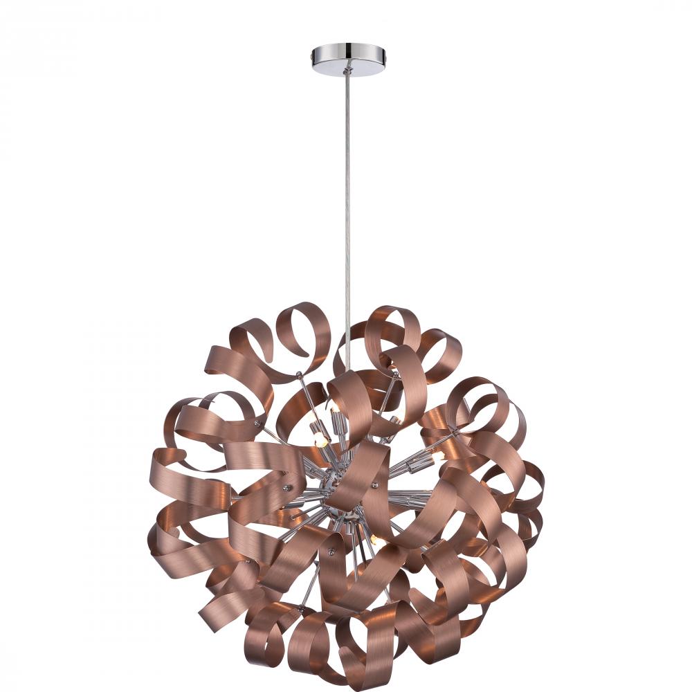 Ribbons 12-Light Satin Copper Pendant Light