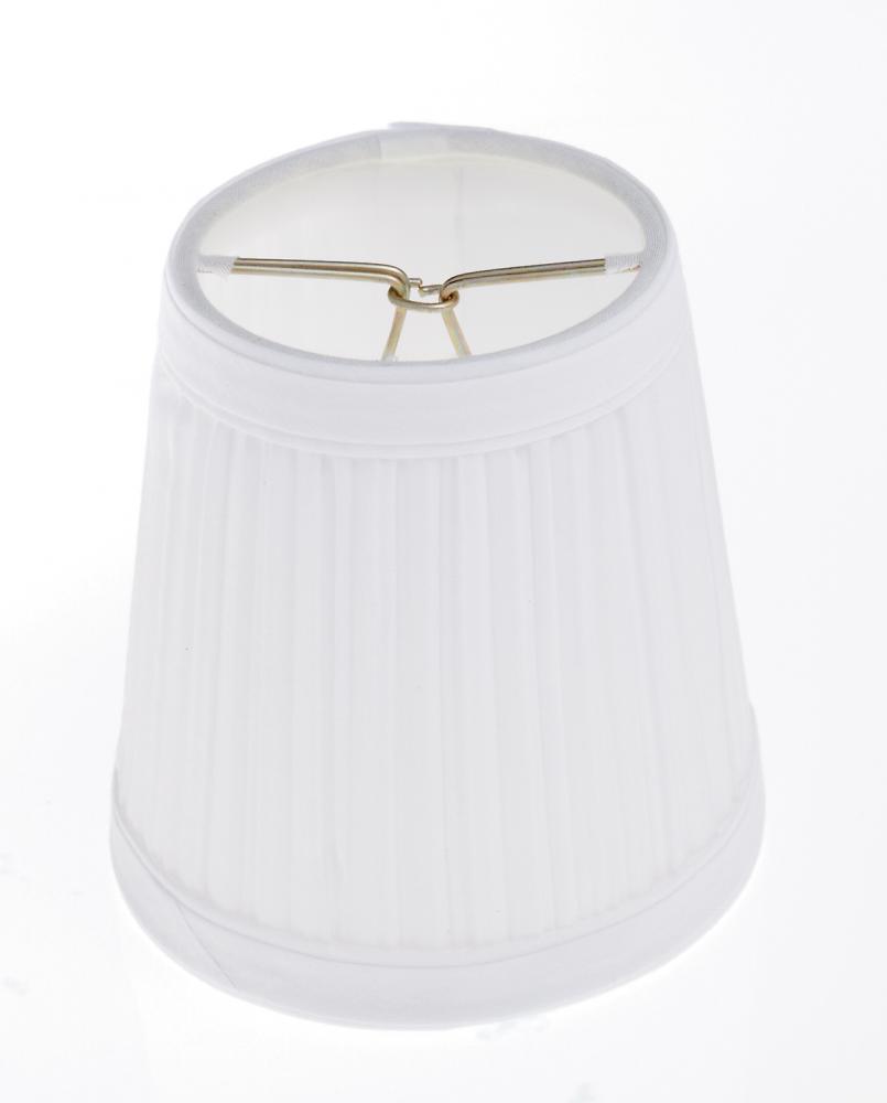 Clip On Shade; White Pleated Round; 3" Top; 4" Bottom; 4" Side