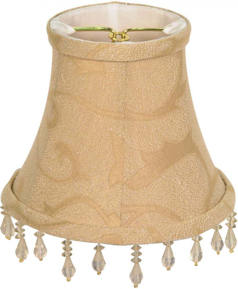 Clip On Shade; Beige Beaded Floral; 3" Top; 5" Bottom; 4-1/4" Side