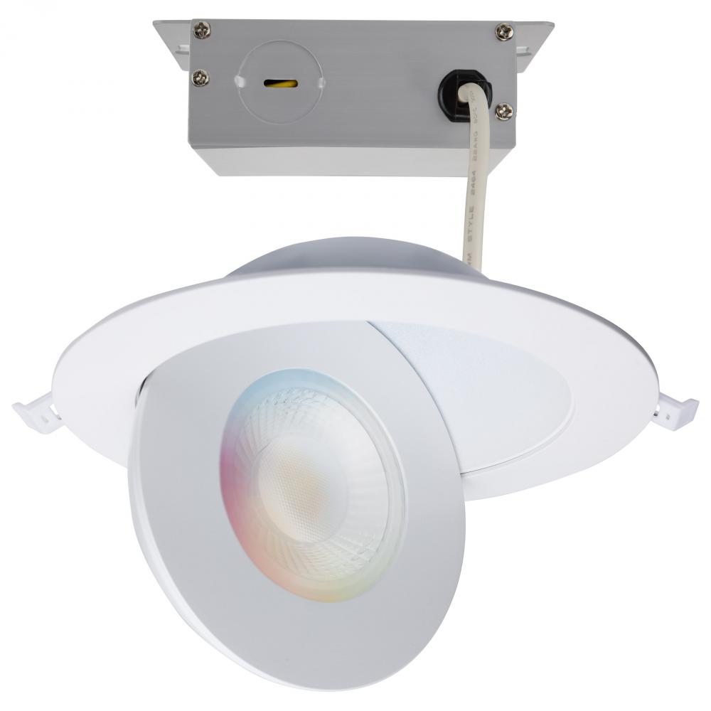 Starfish; 15 Watt LED Gimbal Downlight; 6 Inch; 2700K-5000K RGB Tunable White; Remote Driver; White