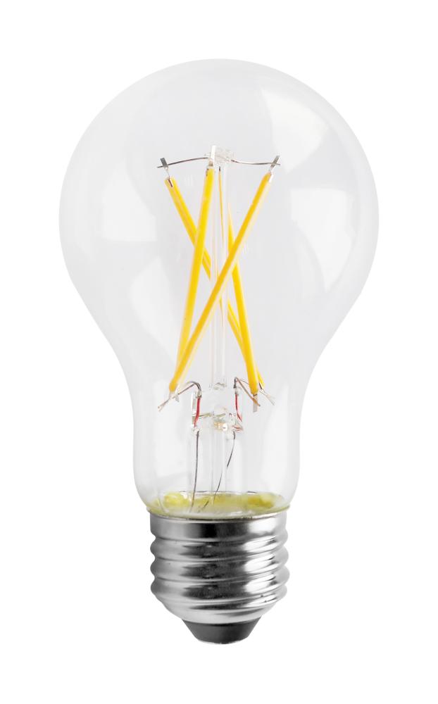 8 Watt; A19 LED Filament; Clear; 3000K; Medium base; 120 Volt