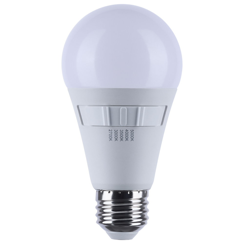 14 Watt A19 LED; 27K/3K/35K/4K/5K CCT Selectable; Medium Base; White Finish; 120 Volt; 4-Pack