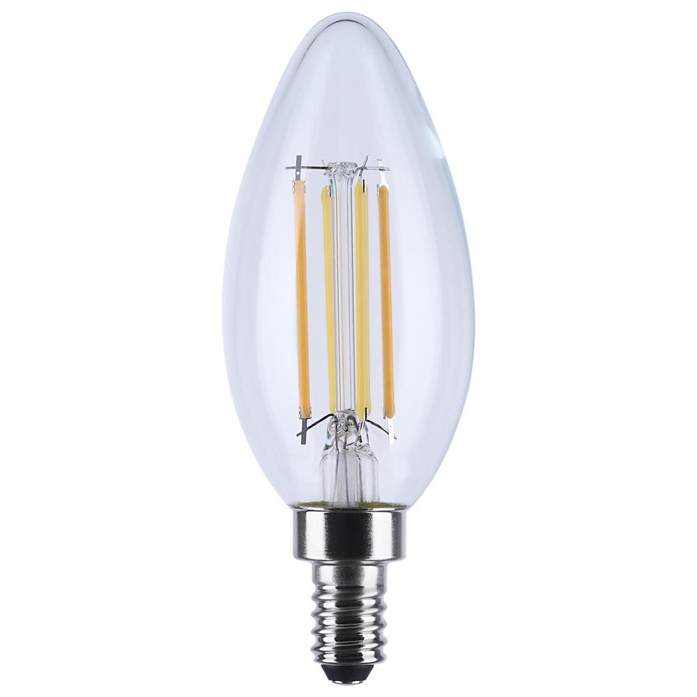 4.5 Watt LED B11; 3000K-2000K Warm Dimming; Candelabra Base; Clear Finish