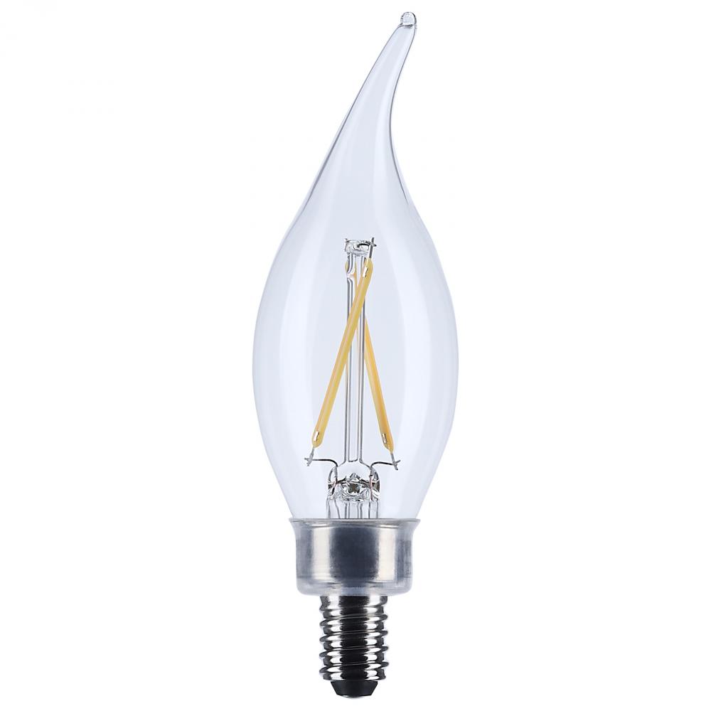 3 Watt CA10 LED; Candelabra Base; Clear; 3000K CCT; 120 Volt