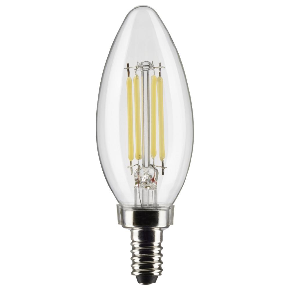 5.5 Watt B11 LED Filament; Clear; Candelabra Base; 3000K; 500 Lumens; 120 Volt; 2-Pack