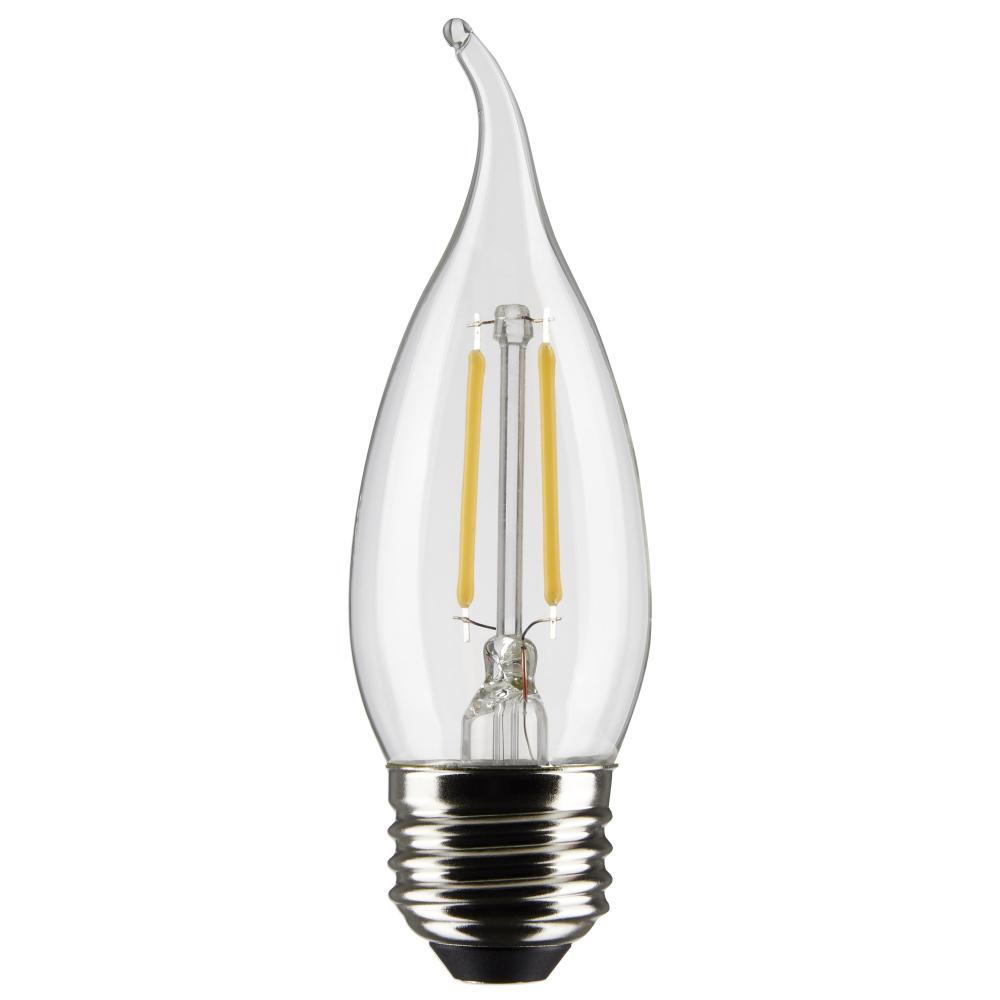 3 Watt CA10 LED Filament; Clear; Medium Base; 2700K; 250 Lumens; 120 Volt; 2-Pack