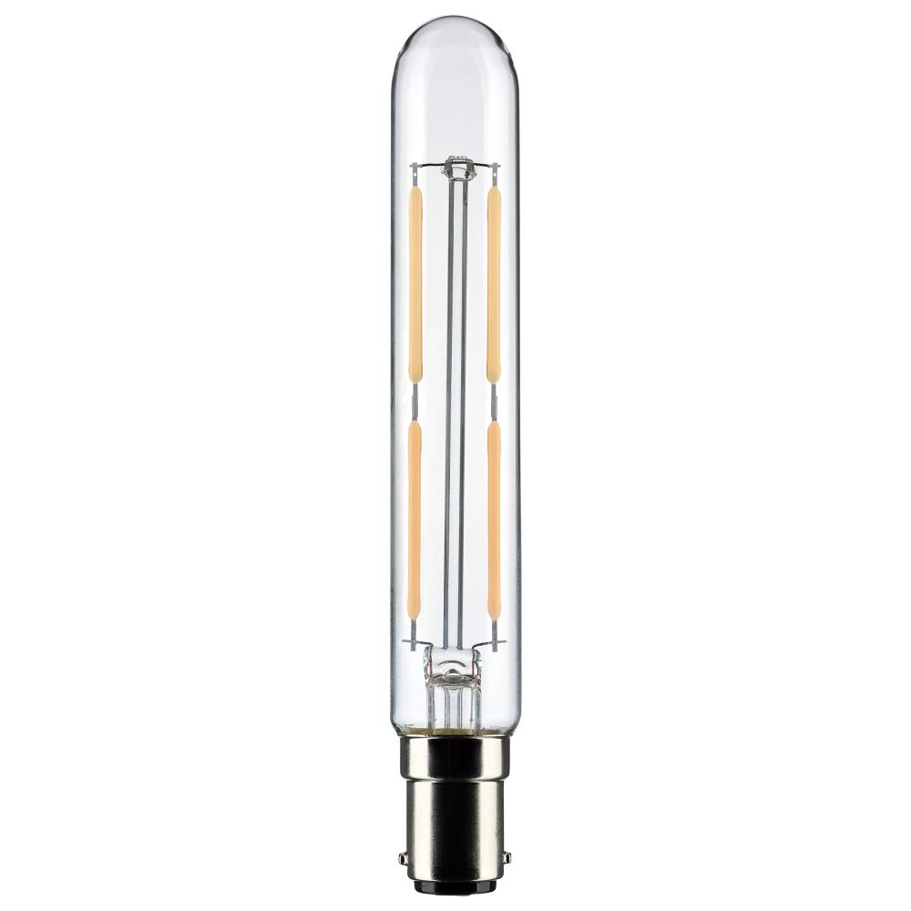 4 Watt T6.5 LED Filament; Clear; Bayonet Double Contact Base; 3000K; 400 Lumens; 120 Volt