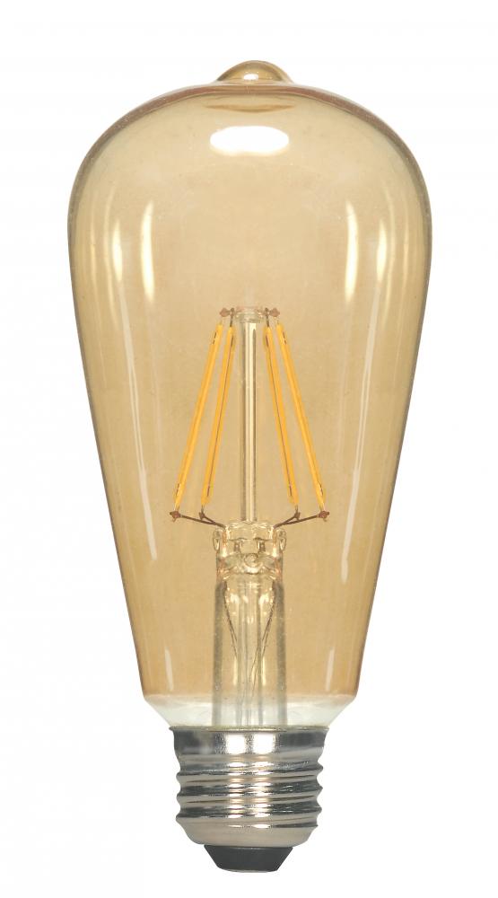 4.5 Watt ST19 LED Filament; Transparent Amber; Medium base; 2000K; 350 Lumens; 120 Volt