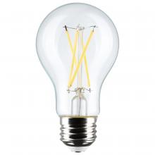 Satco Products Inc. S12462 - 8 Watt A19 LED Filament; Clear; 2700K; Medium Base; 120 Volt; 4-Pack