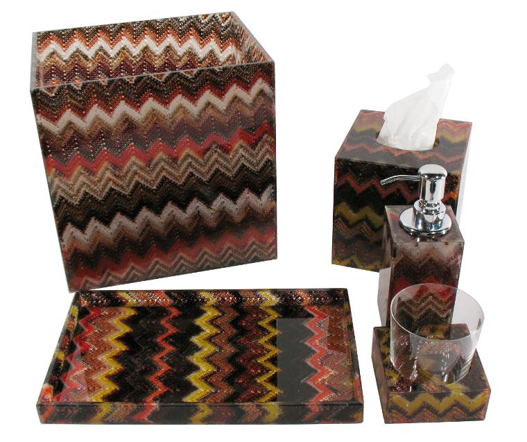 BATH GLASS HOLDER, EARTH CHEVRON