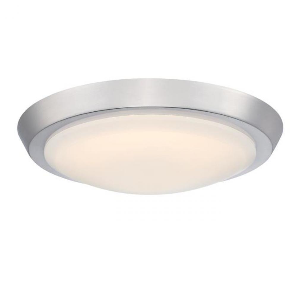 11 in. 23W LED Flush with Color Temperature Selection Brushed Nickel Finish Frosted Acrylic Shade