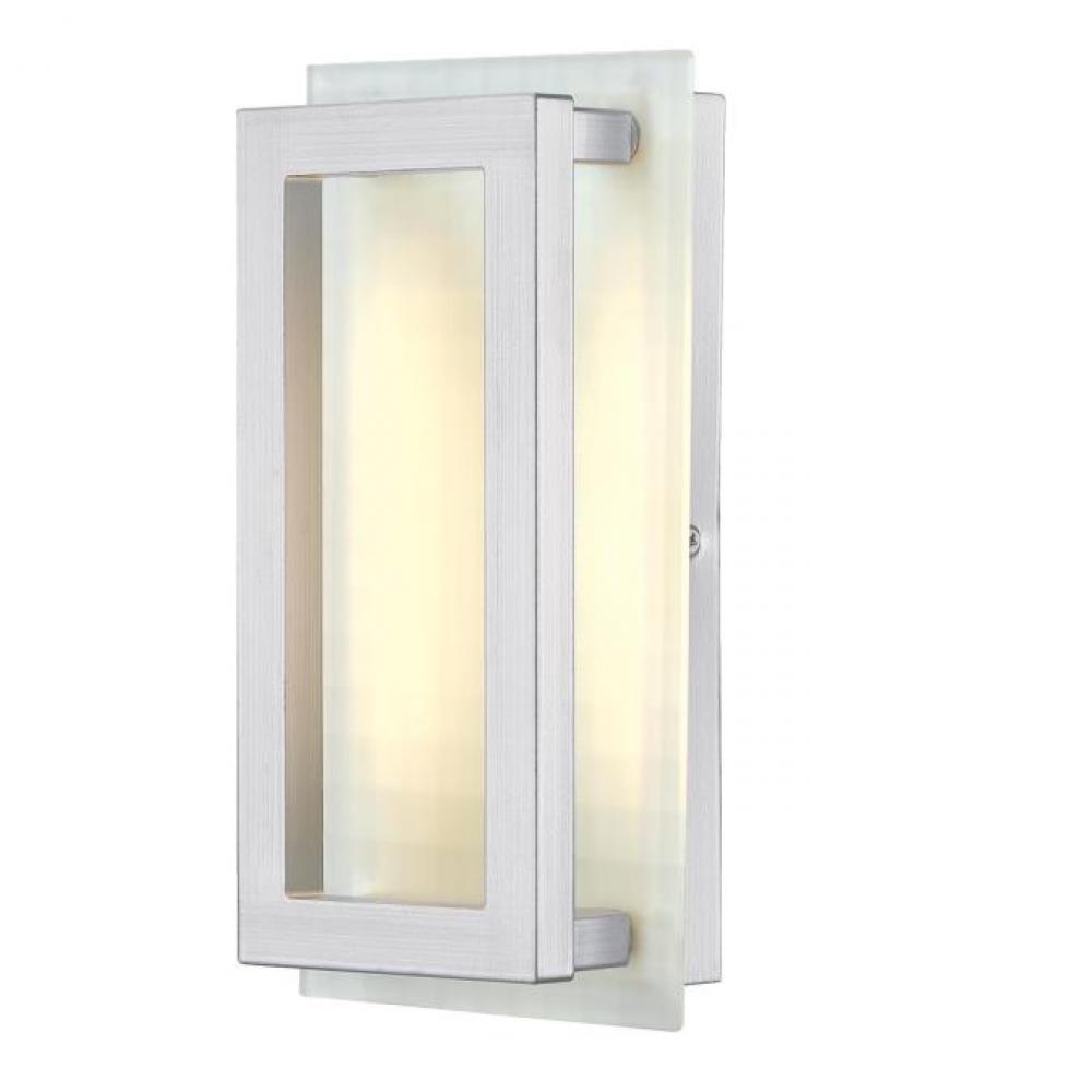 Dimmable LED Wall Fixture Nickel Luster Finish Frosted Waffle Glass