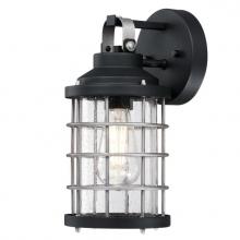 Westinghouse 6122200 - Wall Fixture Textured Black and Industrial Steel Finish Clear Seeded Glass