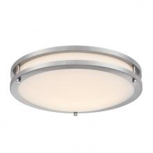 Westinghouse 6136400 - 16 in. 23W LED Flush with Color Temperature Selection Brushed Nickel Finish Frosted Acrylic Shade