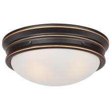Westinghouse 6578200 - 13 in. 2 Light Flush Oil Rubbed Bronze Finish with Highlights Frosted Glass