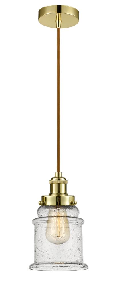 Edison - 1 Light - 8 inch - Gold - Cord hung - Mini Pendant