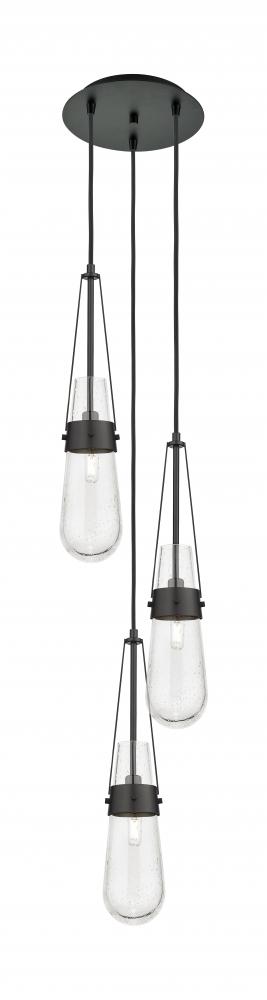 Milan - 3 Light - 12 inch - Matte Black - Multi Pendant