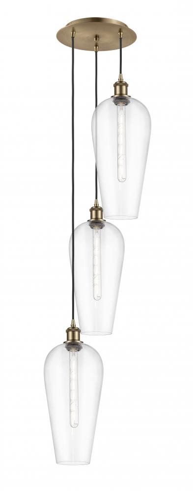 Chelsea - 3 Light - 15 inch - Antique Brass - Cord Hung - Multi Pendant