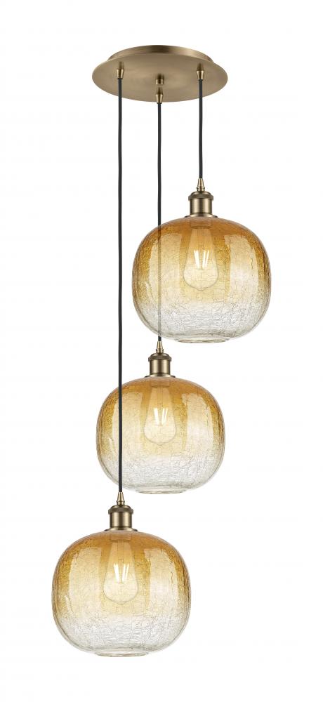 Brookhaven Sphere - 3 Light - 17 inch - Antique Brass - Cord Hung - Multi Pendant