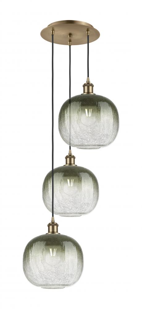 Brookhaven Sphere - 3 Light - 17 inch - Antique Brass - Cord Hung - Multi Pendant