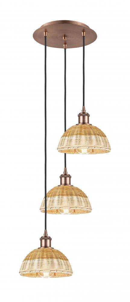 Bristol Natural II - 3 Light - 14 inch - Antique Copper - Cord Hung - Multi Pendant