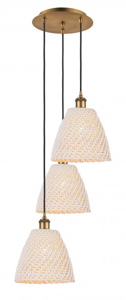Bristol Natural - 3 Light - 19 inch - Brushed Brass - Cord hung - Multi Pendant