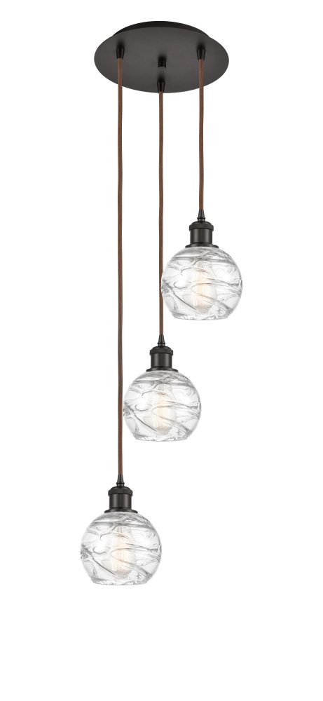 Athens Deco Swirl - 3 Light - 12 inch - Oil Rubbed Bronze - Cord Hung - Multi Pendant