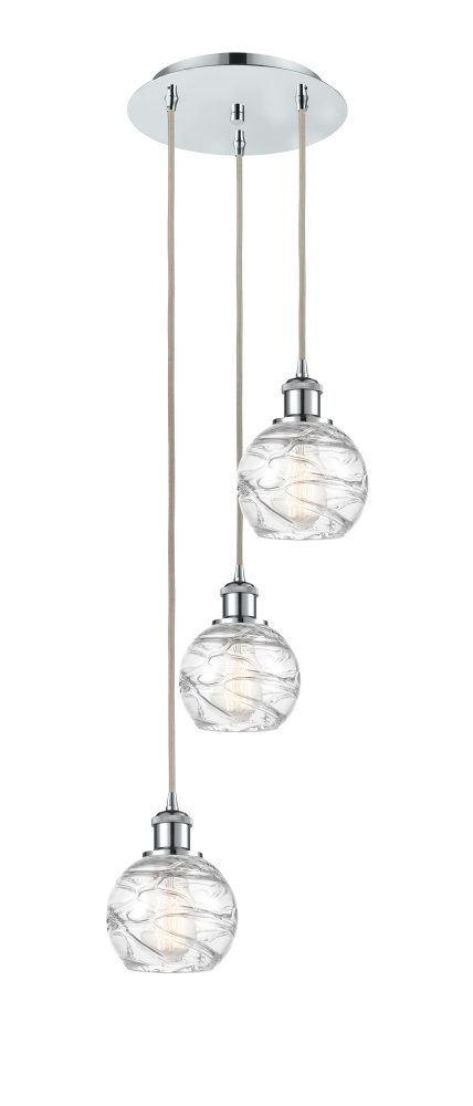 Athens Deco Swirl - 3 Light - 12 inch - Polished Chrome - Cord Hung - Multi Pendant