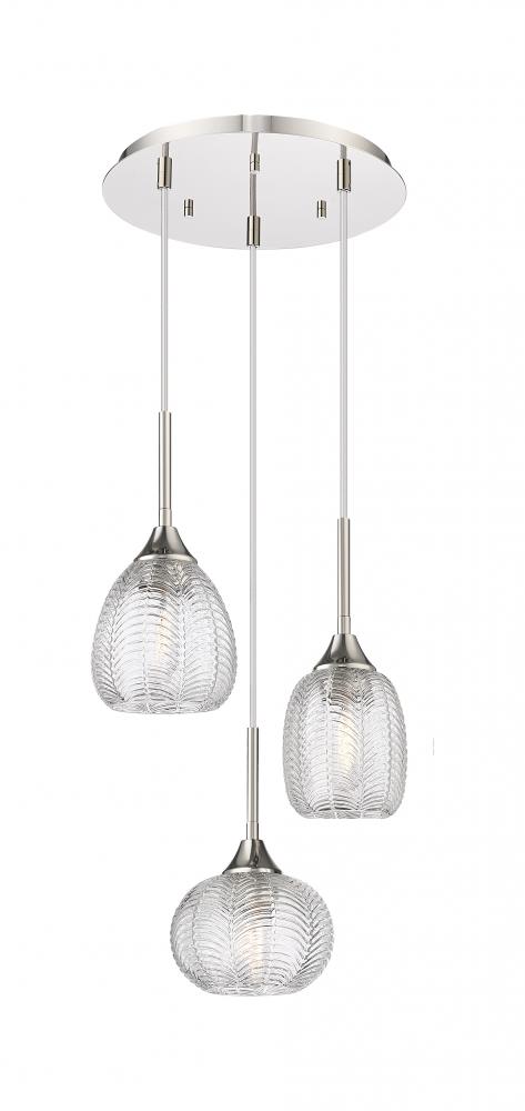 Berkshire - 3 Light - 15 inch - Polished Nickel - Cord Hung - Multi Pendant