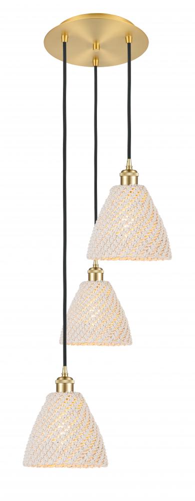 Bristol Natural - 3 Light - 15 inch - Satin Gold - Cord hung - Multi Pendant