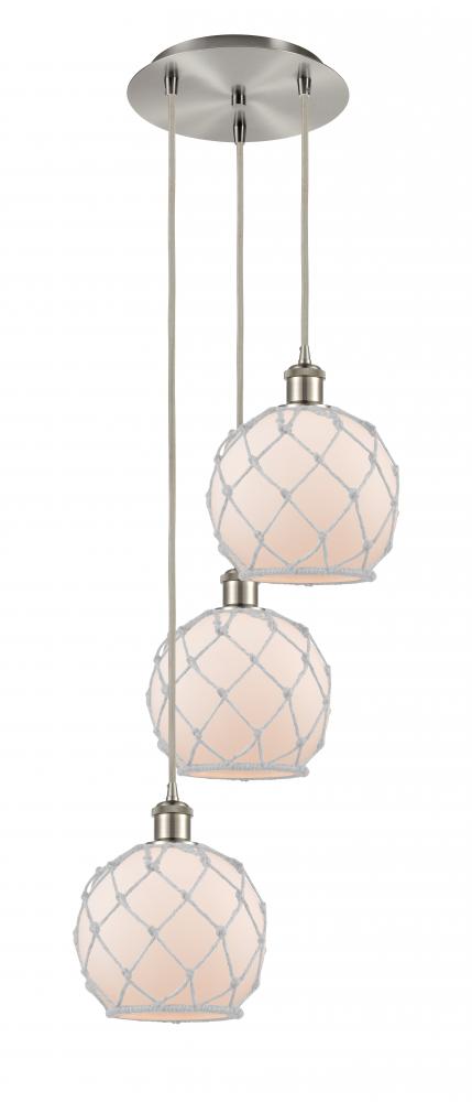 Farmhouse Rope - 3 Light - 15 inch - Brushed Satin Nickel - Cord Hung - Multi Pendant