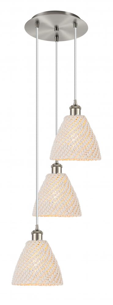 Bristol Natural - 3 Light - 15 inch - Brushed Satin Nickel - Cord hung - Multi Pendant