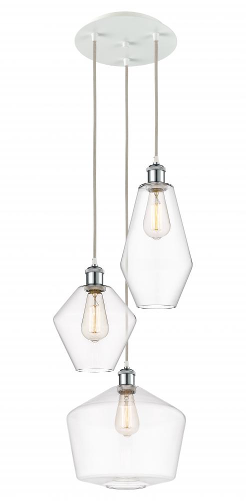 Cindyrella - 3 Light - 17 inch - White Polished Chrome - Cord hung - Multi Pendant