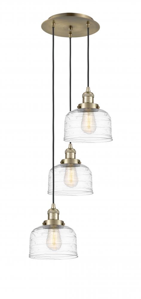 Cone - 3 Light - 14 inch - Antique Brass - Cord hung - Multi Pendant