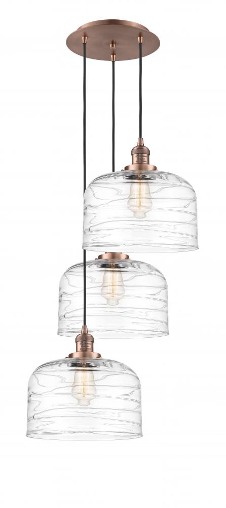 Cone - 3 Light - 18 inch - Antique Copper - Cord hung - Multi Pendant